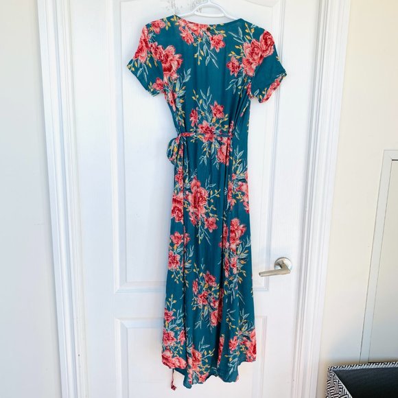 Billabong Floral Wrap Me Up Vintage Midi Tie Dress, Sz S, Cottagecore - Picture 3 of 4